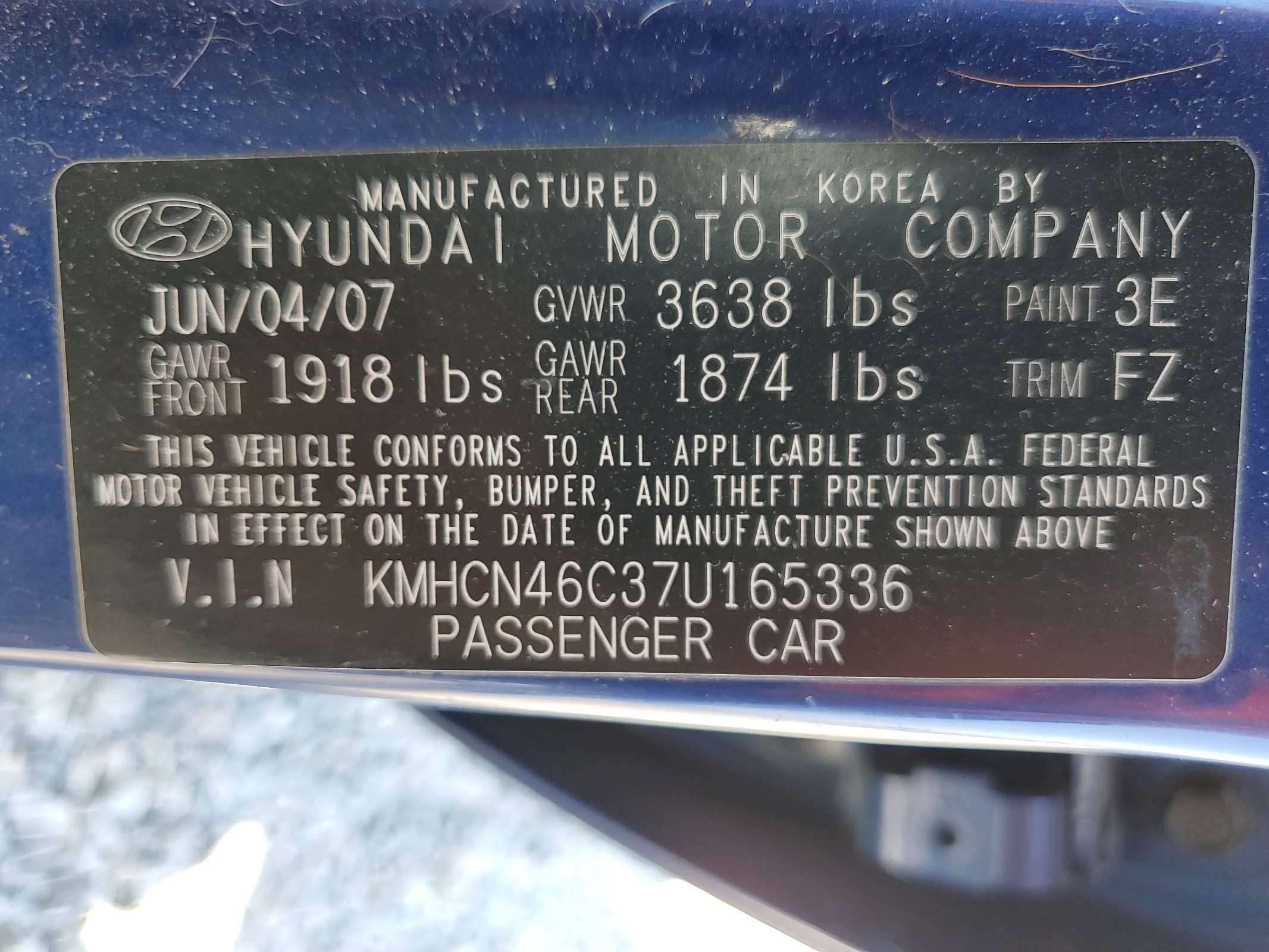 KMHCN46C37U165336 2007 Hyundai Accent Gls