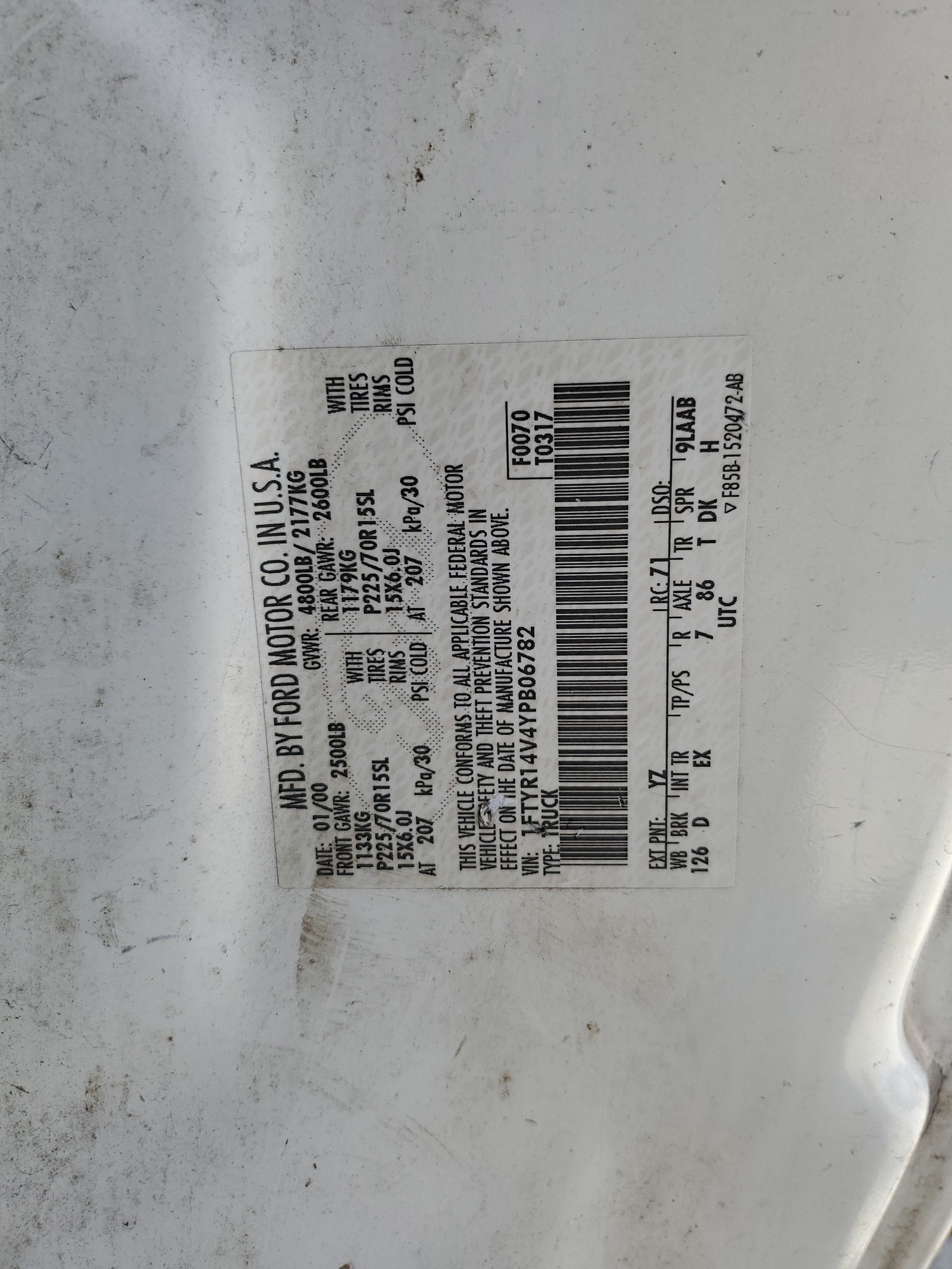 1FTYR14V4YPB06782 2000 Ford Ranger Super Cab