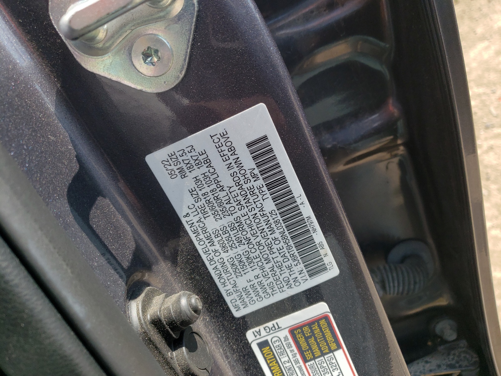 5J6RT6H58NL038125 2022 Honda Cr-V Ex