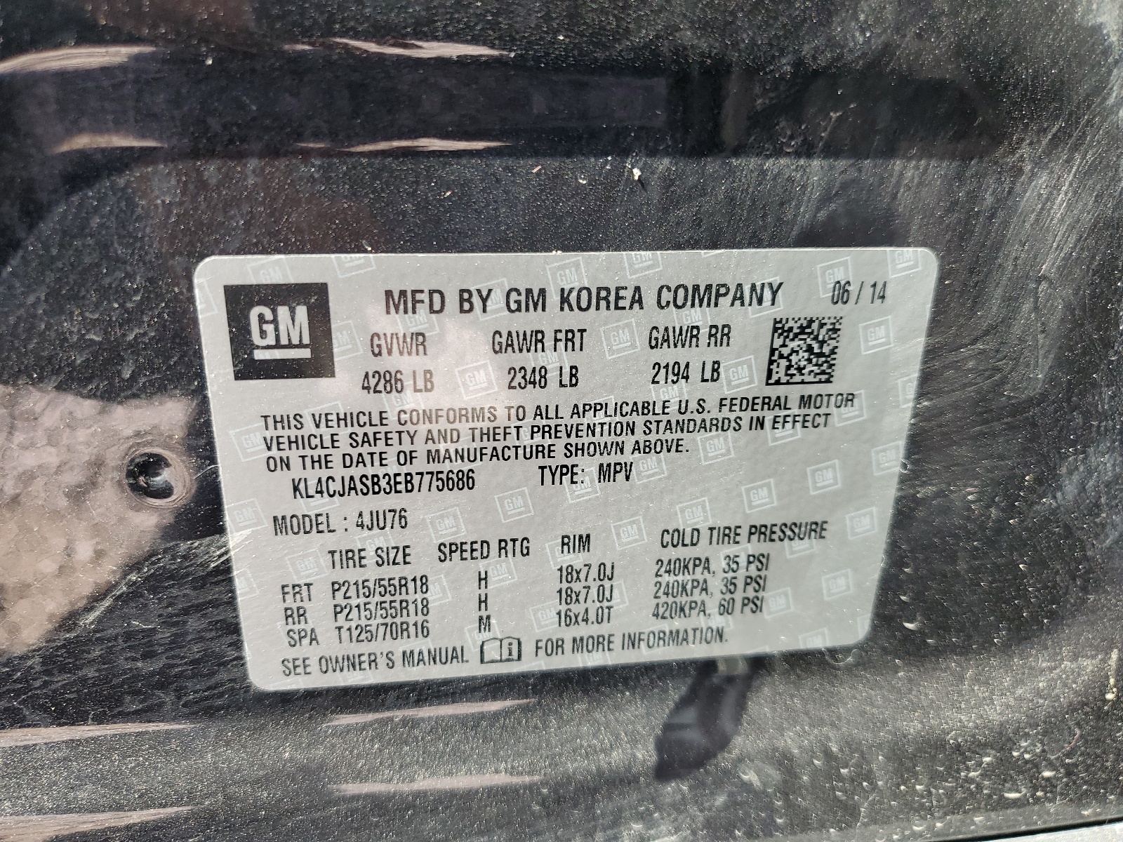 KL4CJASB3EB775686 2014 Buick Encore