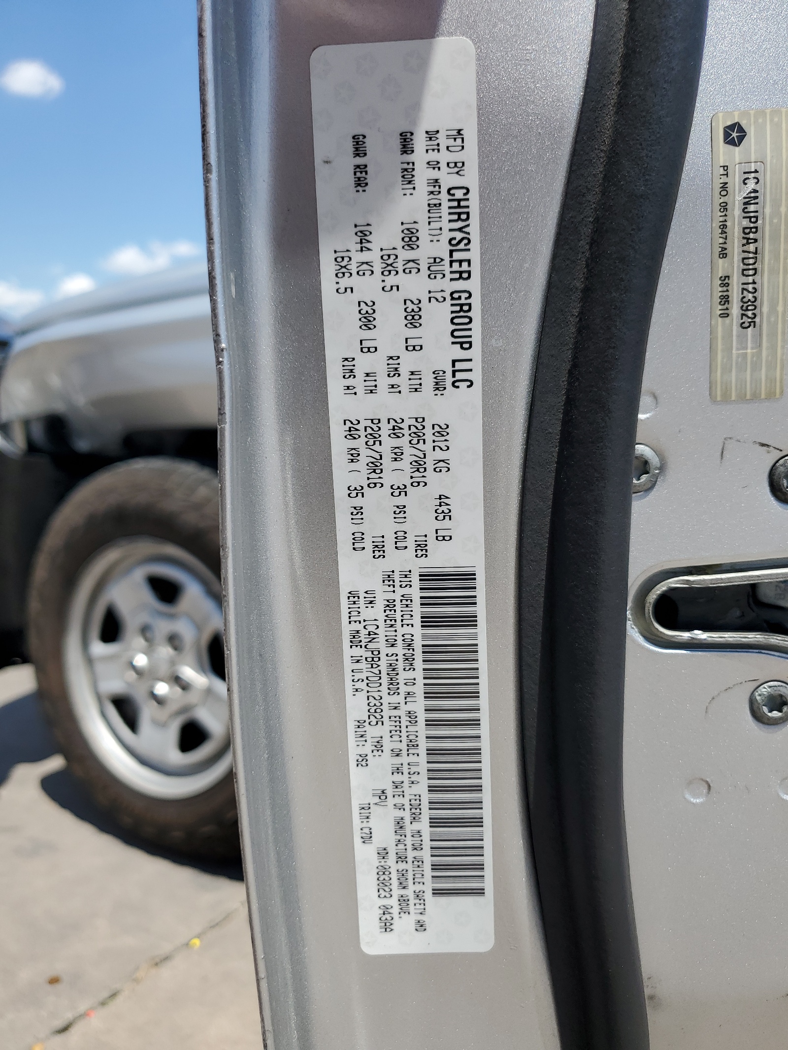 1C4NJPBA7DD123925 2013 Jeep Patriot Sport 1C4NJPBA7DD123925 2013 Jeep Patriot Sport