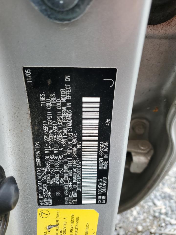 2006 Toyota Highlander Hybrid VIN: JTEEW21A560016741 Lot: 65492884