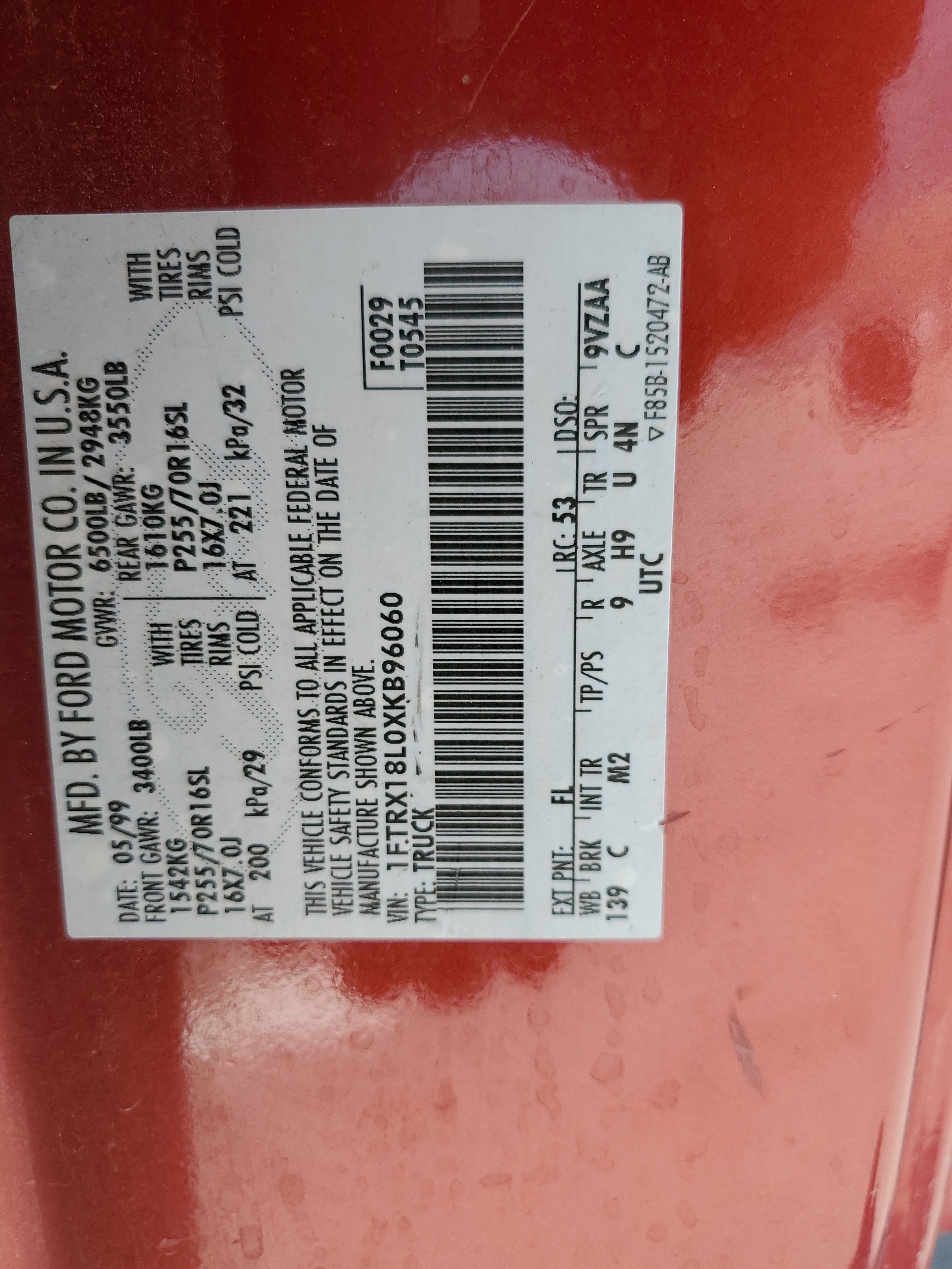 1FTRX18L0XKB96060 1999 Ford F150