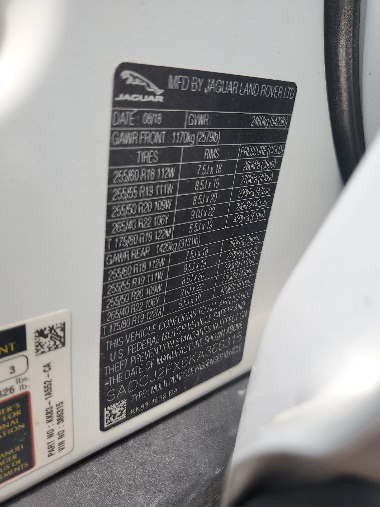 SADCJ2FX6KA366315 2019 Jaguar F-Pace Premium