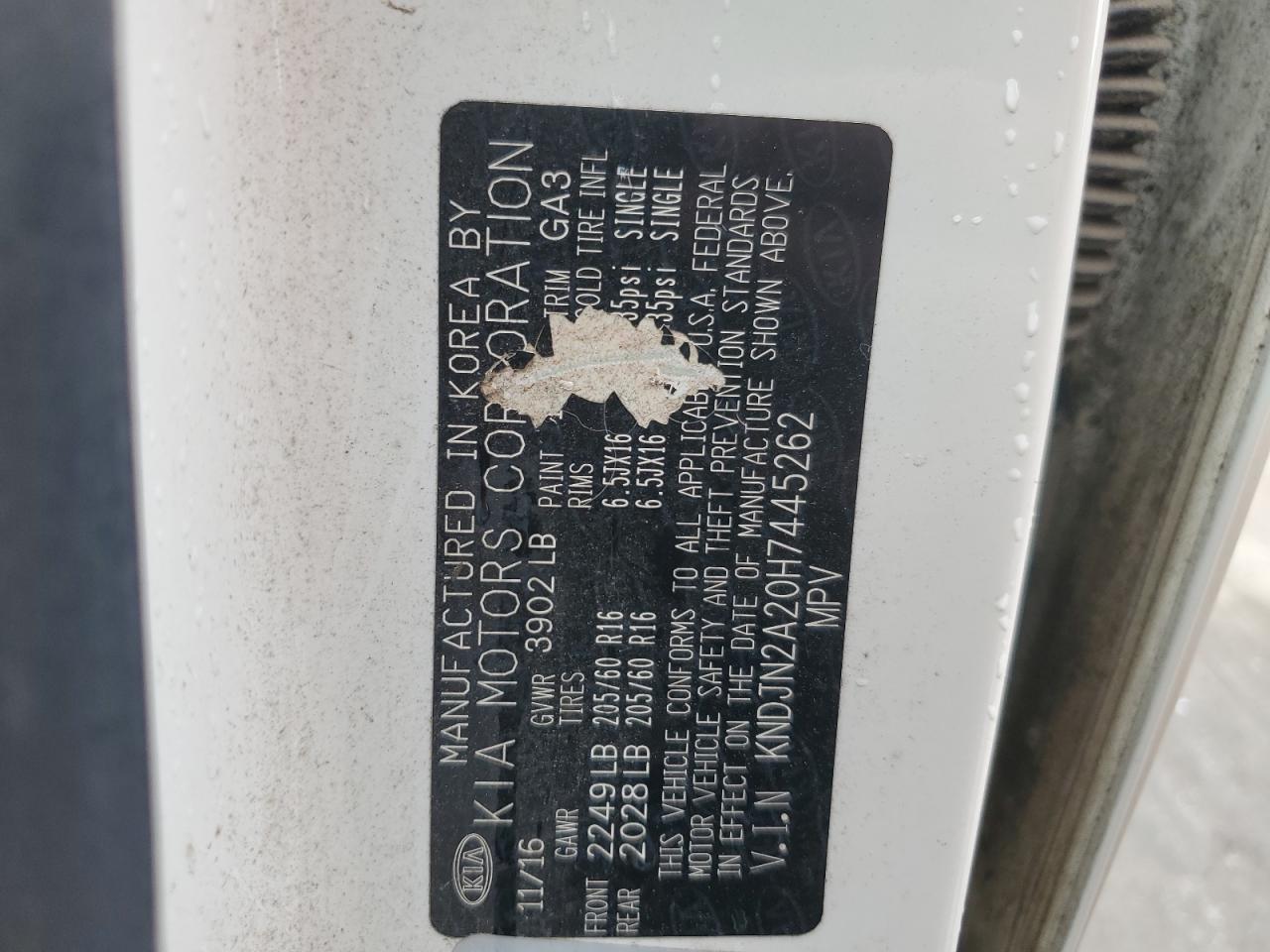 2017 Kia Soul VIN: KNDJN2A20H7445262 Lot: 64439764