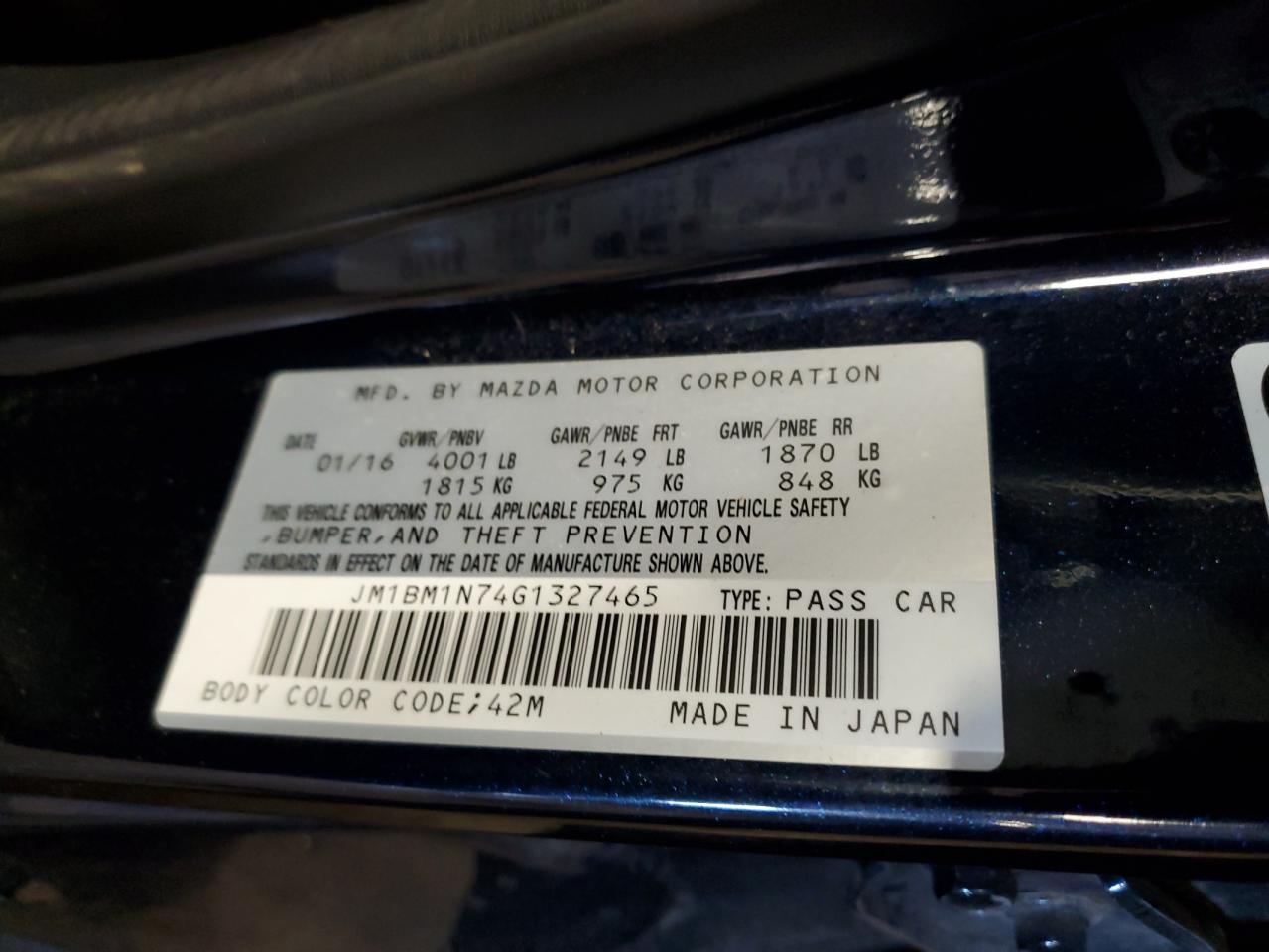 2016 Mazda 3 Grand Touring VIN: JM1BM1N74G1327465 Lot: 63877834