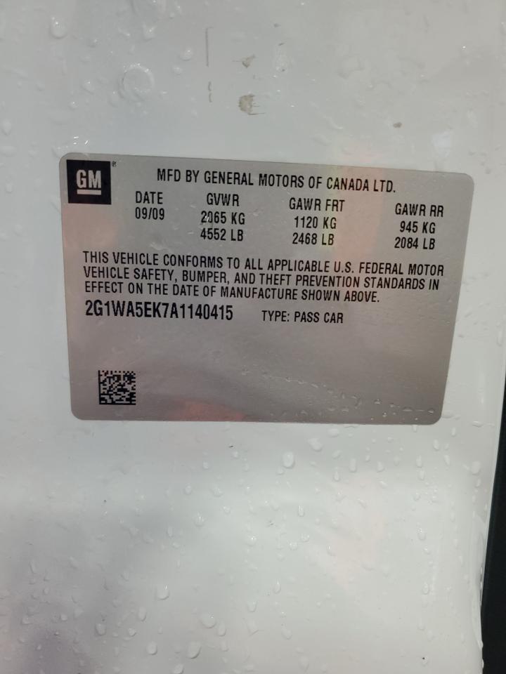 2010 Chevrolet Impala Ls VIN: 2G1WA5EK7A1140415 Lot: 63521484