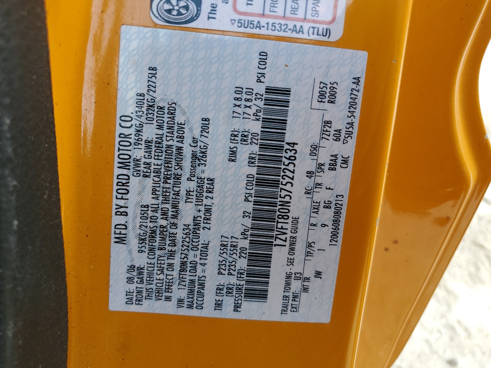 1ZVFT80N575225634 2007 Ford Mustang