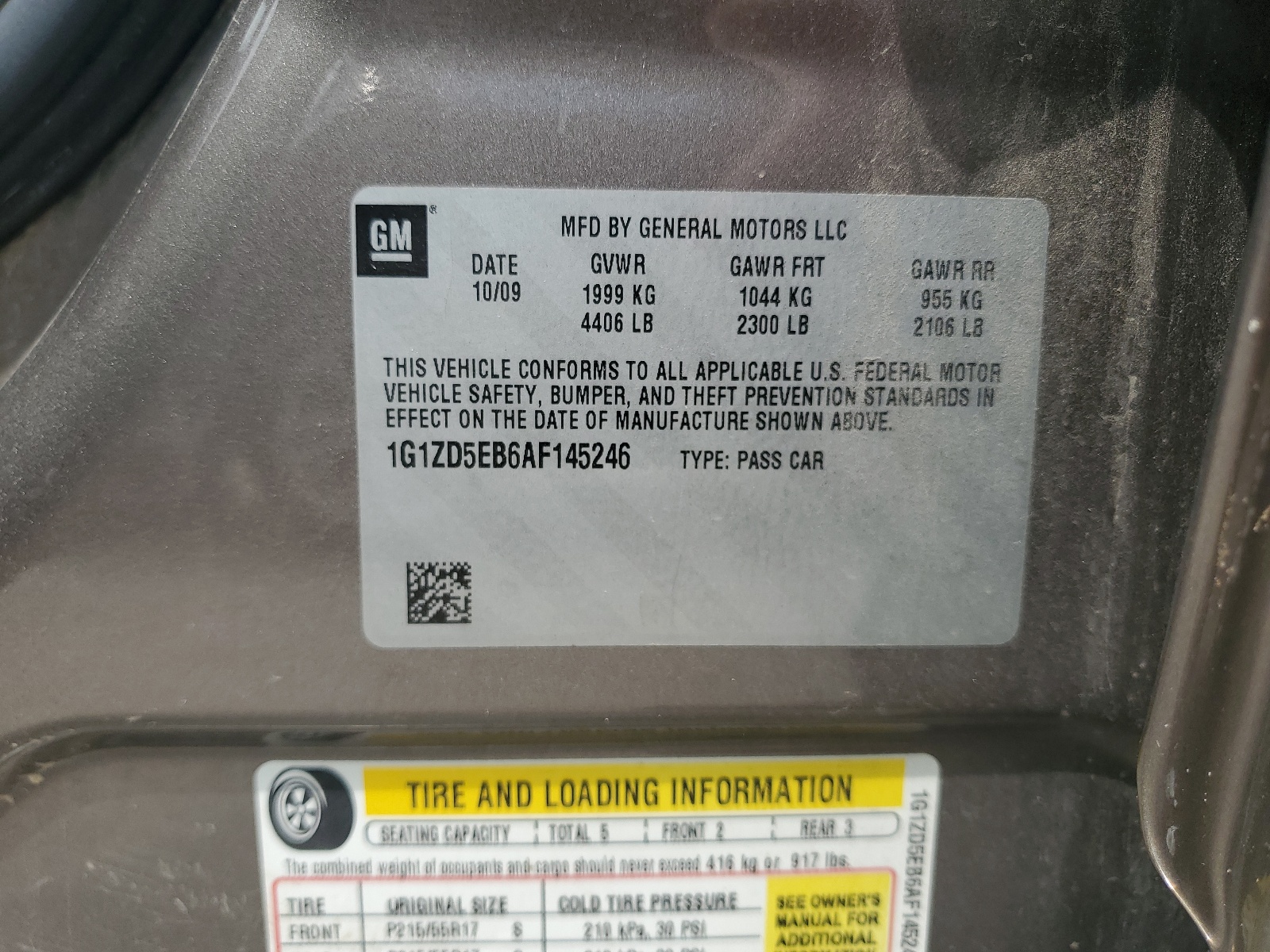 1G1ZD5EB6AF145246 2010 Chevrolet Malibu 2Lt