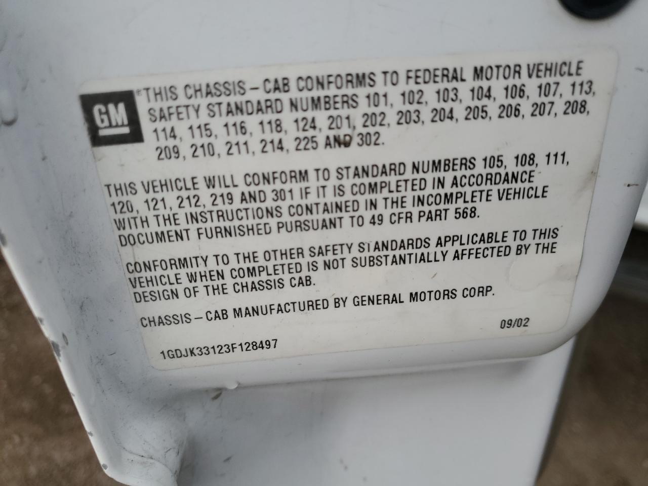2003 GMC New Sierra K3500 VIN: 1GDJK33123F128497 Lot: 63109104