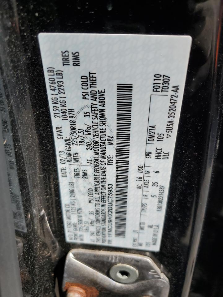 2013 Ford Escape Sel VIN: 1FMCU9HX2DUC75953 Lot: 63822584