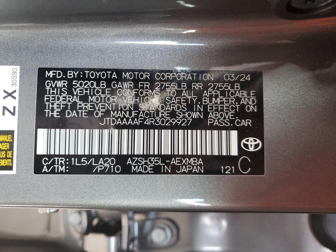 2024 Toyota Crown Xle VIN: JTDAAAAF4R3029927 Lot: 63986054