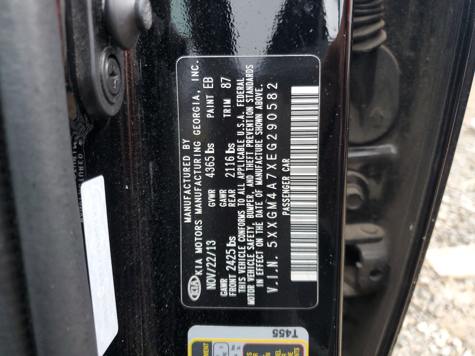 5XXGM4A7XEG290582 2014 Kia Optima Lx