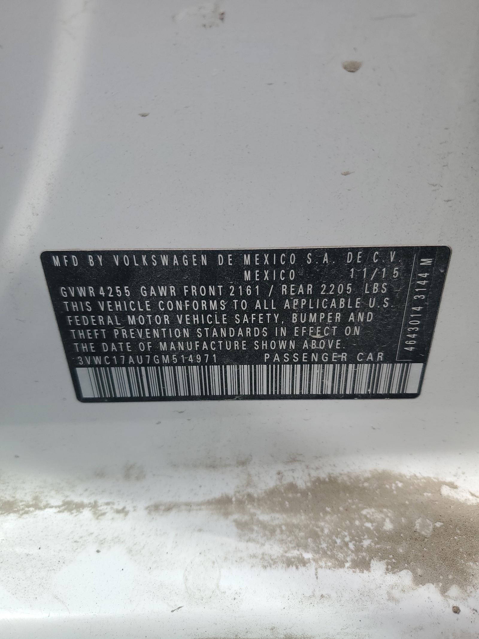 3VWC17AU7GM514971 2016 Volkswagen Golf Sportwagen S