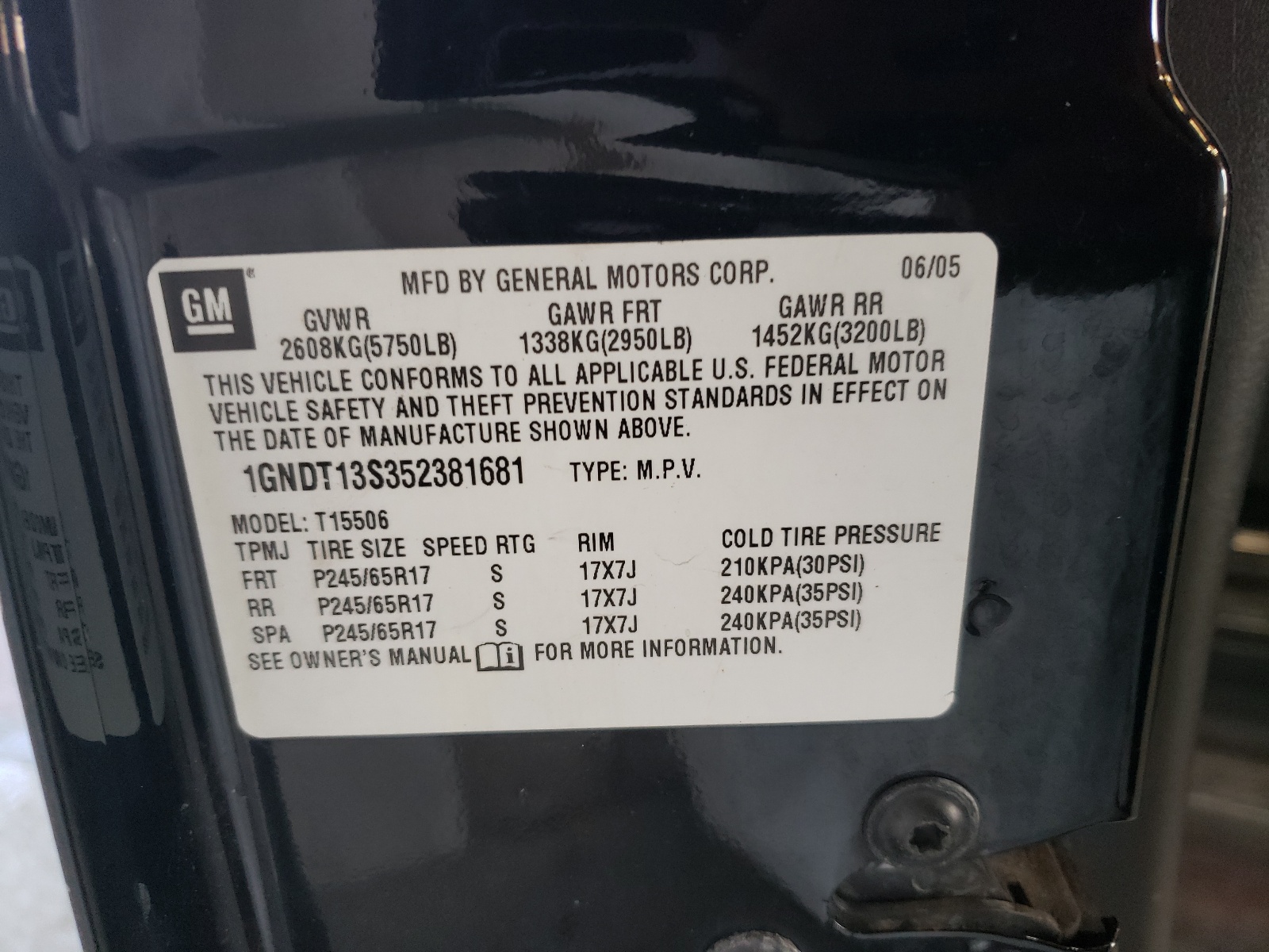 1GNDT13S352381681 2005 Chevrolet Trailblazer Ls