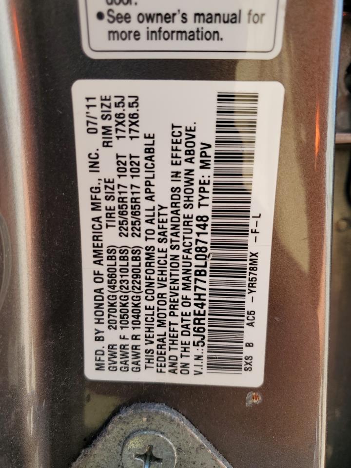 2011 Honda Cr-V Exl VIN: 5J6RE4H77BL087148 Lot: 62090814