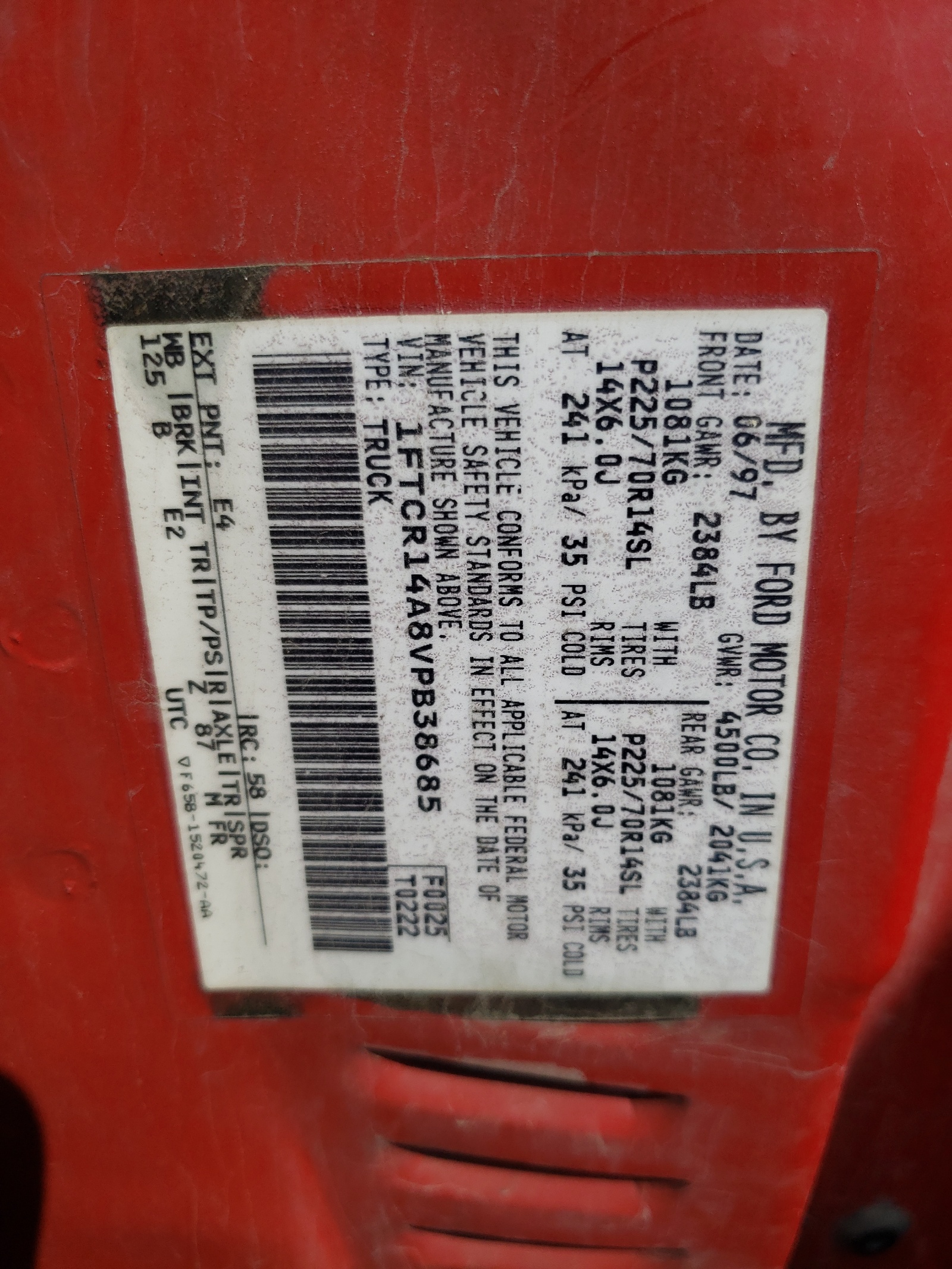 1FTCR14A8VPB38685 1997 Ford Ranger Super Cab