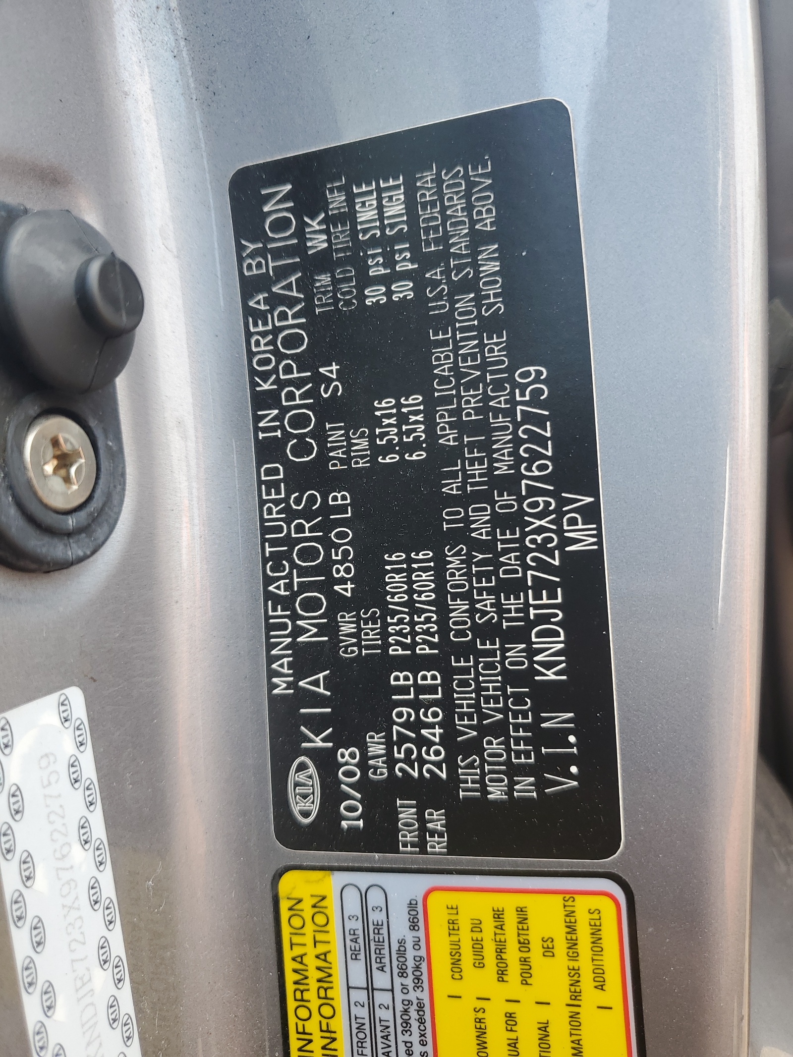 KNDJE723X97622759 2009 Kia Sportage Lx