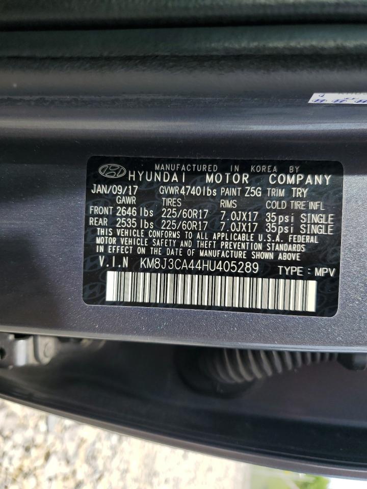 2017 Hyundai Tucson Limited VIN: KM8J3CA44HU405289 Lot: 62469834