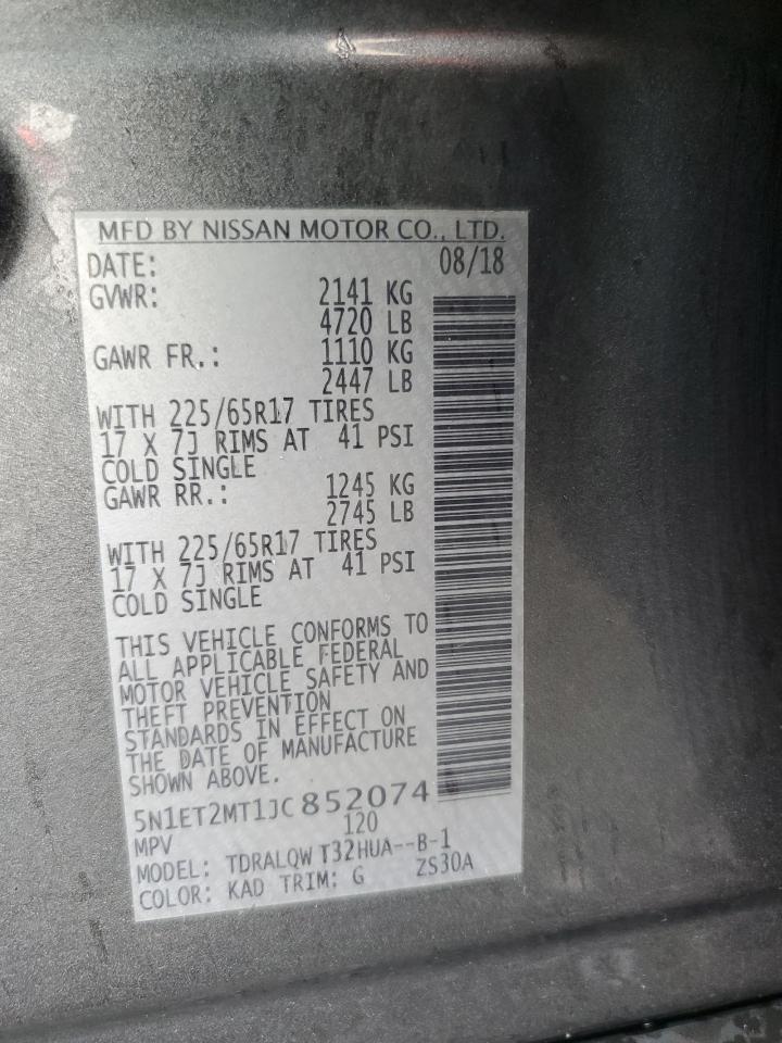 2018 Nissan Rogue Sv Hybrid VIN: 5N1ET2MT1JC852074 Lot: 64761134