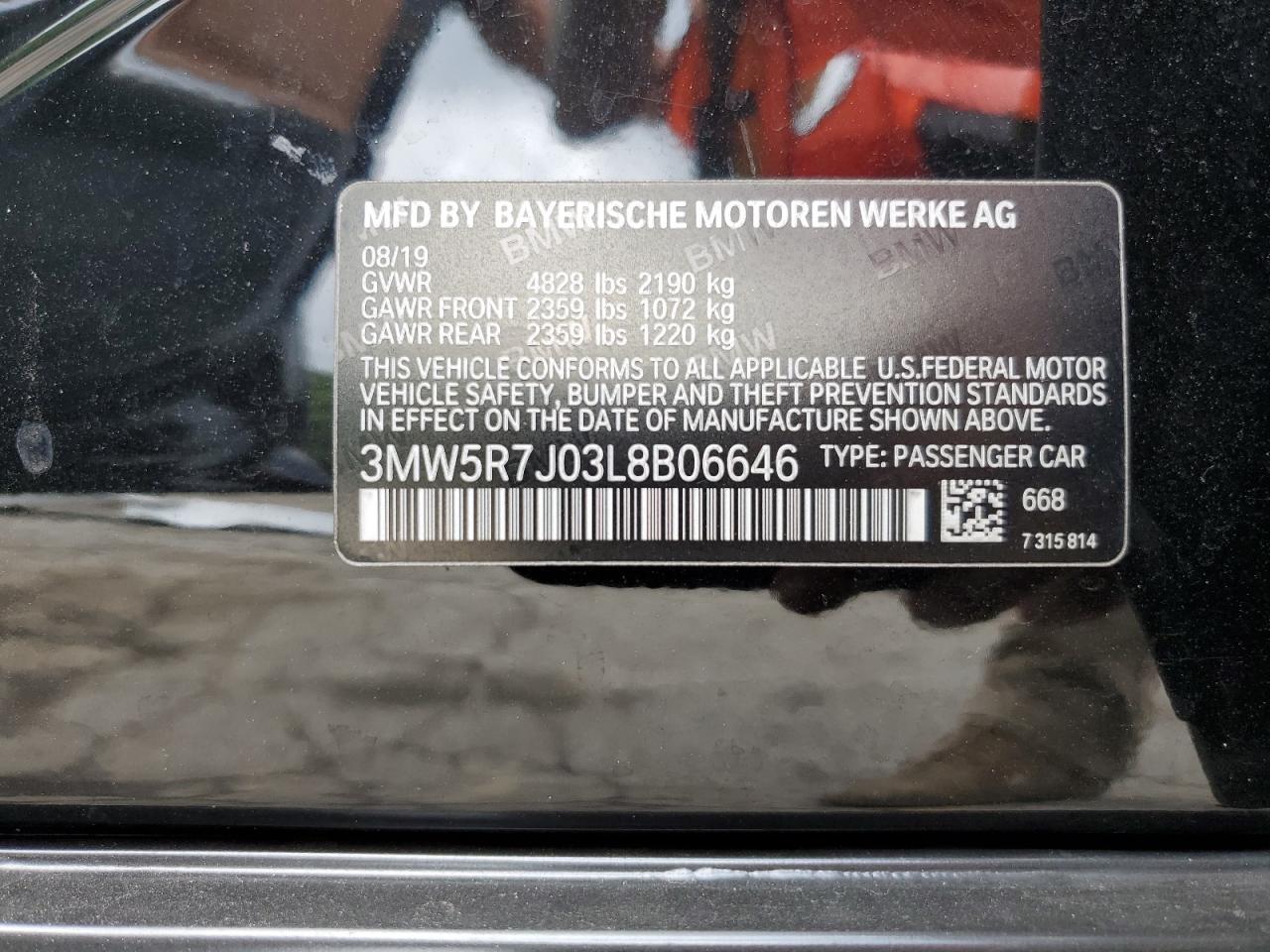 3MW5R7J03L8B06646 2020 BMW 330Xi