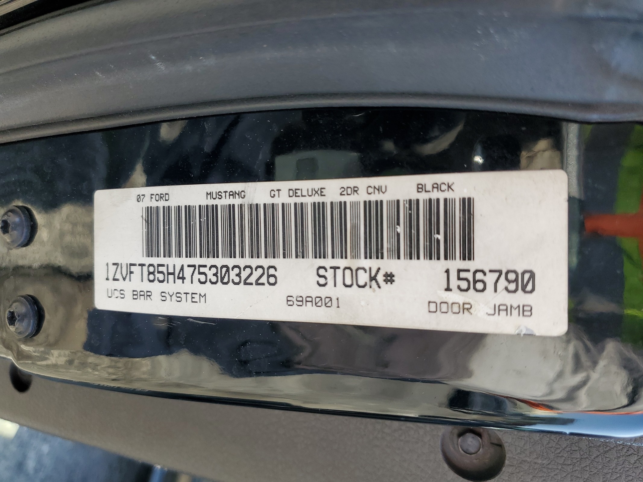 1ZVFT85H475303226 2007 Ford Mustang Gt