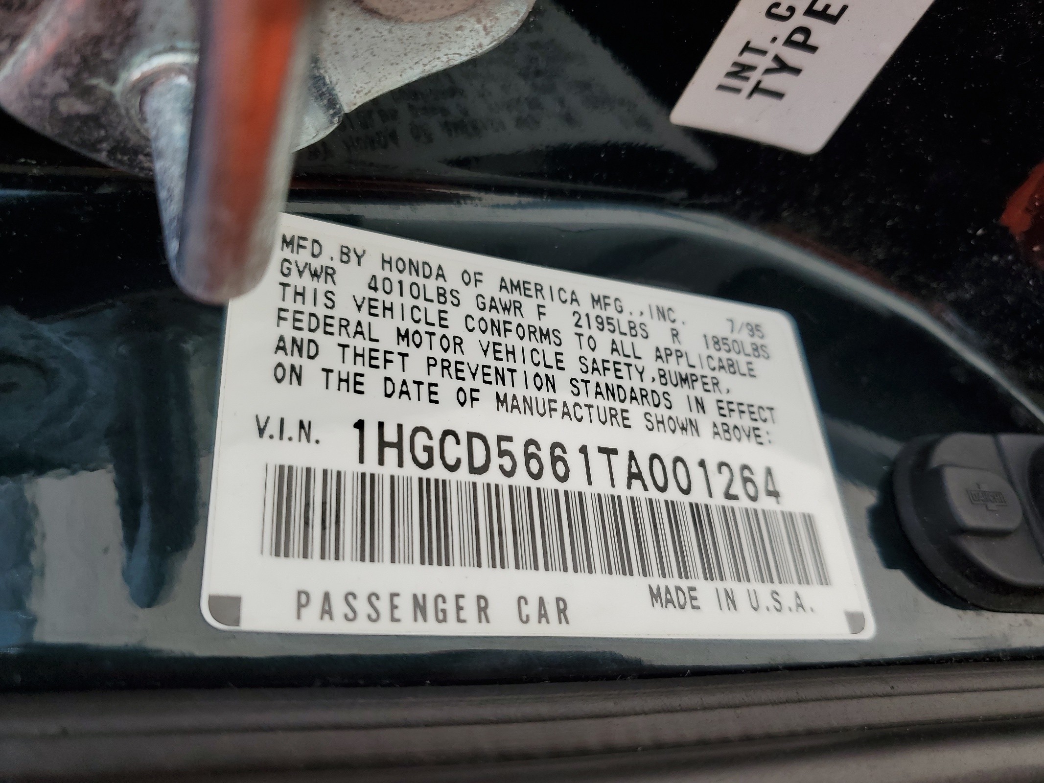 1HGCD5661TA001264 1996 Honda Accord Ex