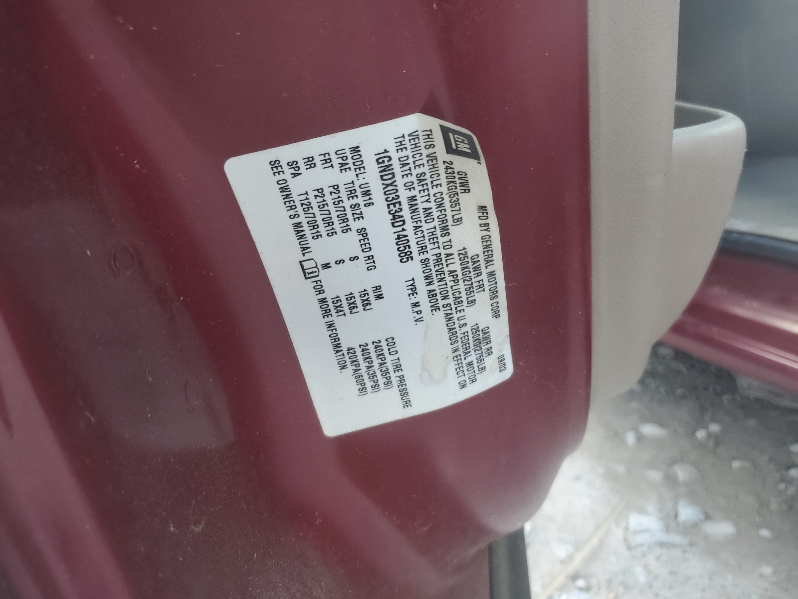 1GNDX03E34D140585 2004 Chevrolet Venture