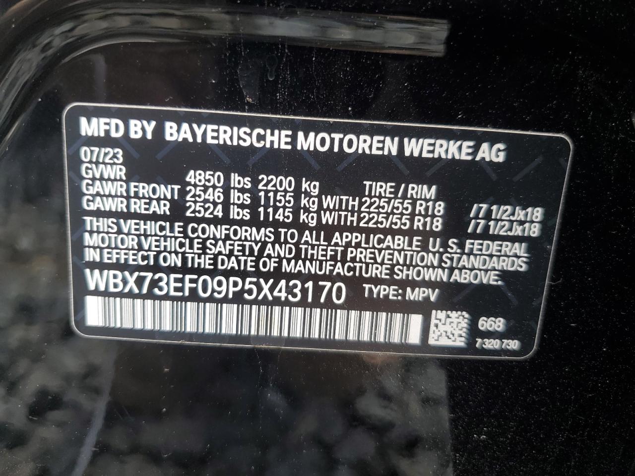 2023 BMW X1 xDrive28I VIN: WBX73EF09P5X43170 Lot: 63816494