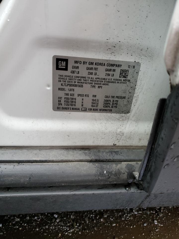 2019 Chevrolet Trax 1Lt VIN: KL7CJPSBXKB815635 Lot: 64064574