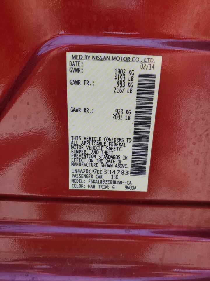 2014 Nissan Leaf S VIN: 1N4AZ0CP7EC334783 Lot: 64119564