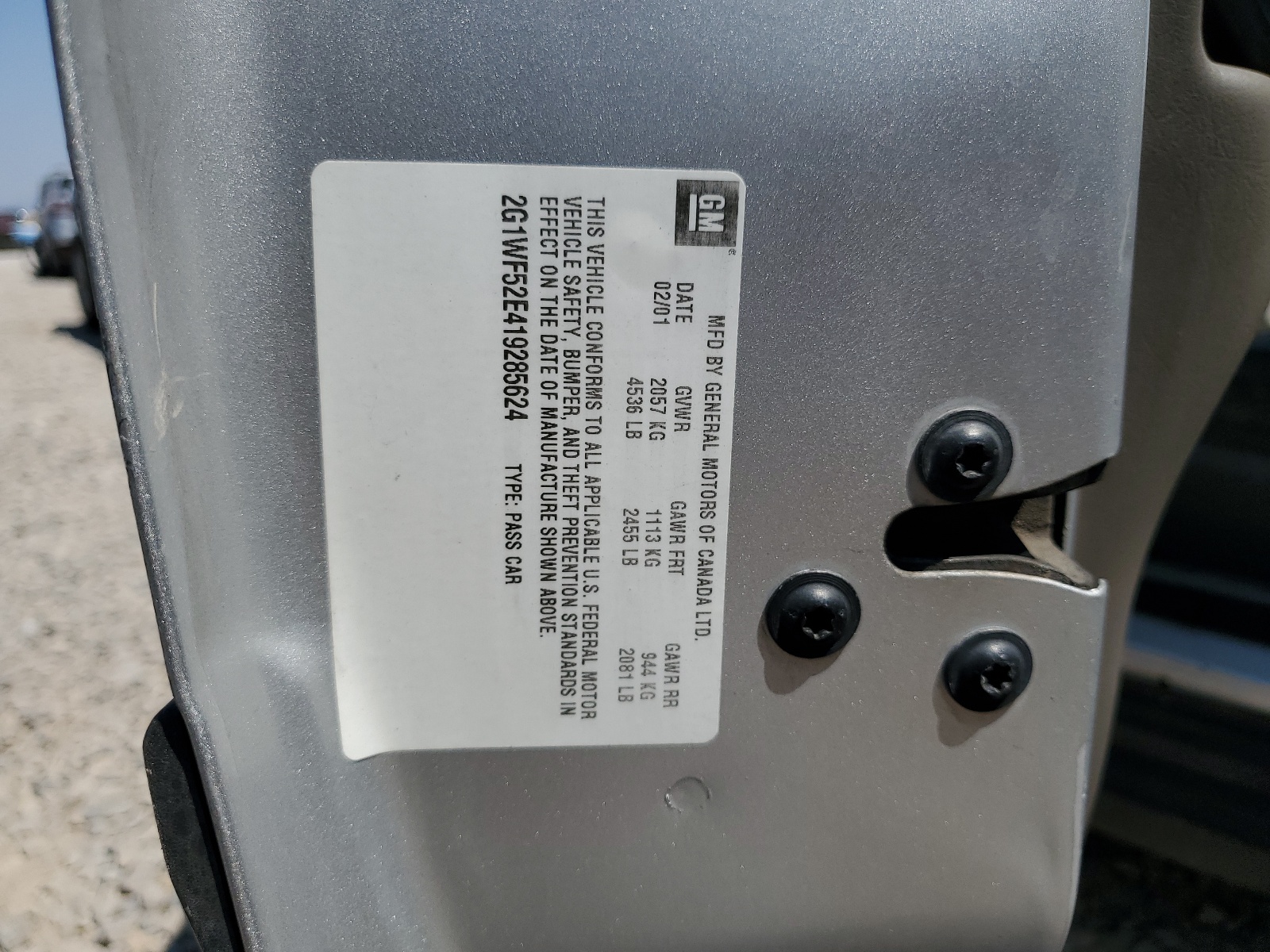 2G1WF52E419285624 2001 Chevrolet Impala