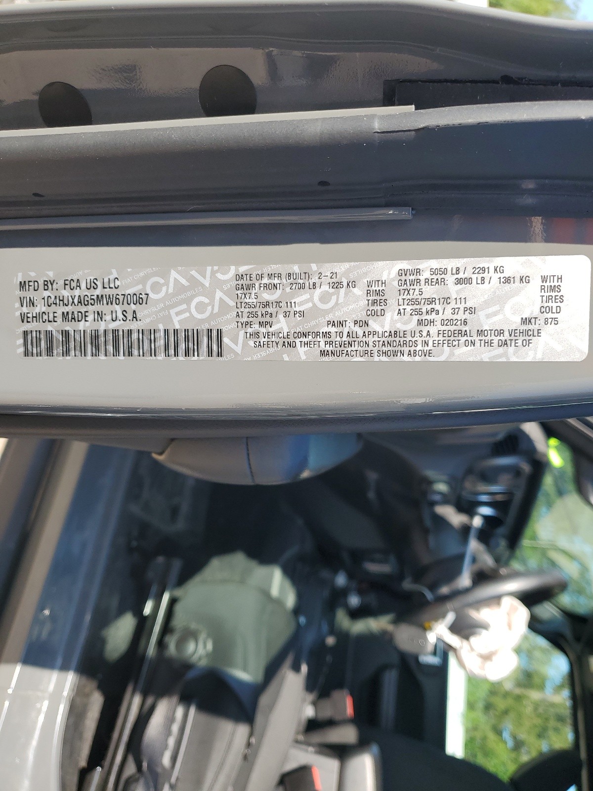 1C4HJXAG5MW670067 2021 Jeep Wrangler Sport