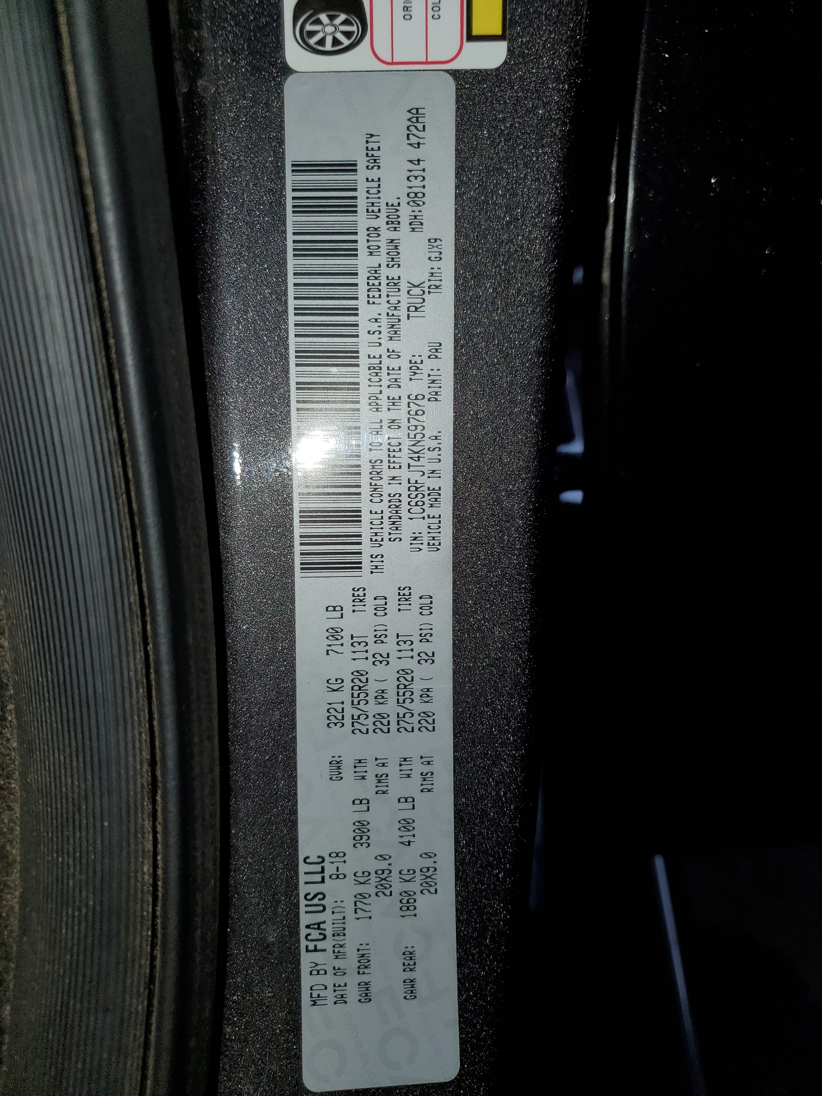 1C6SRFJT4KN597676 2019 Ram 1500 Laramie