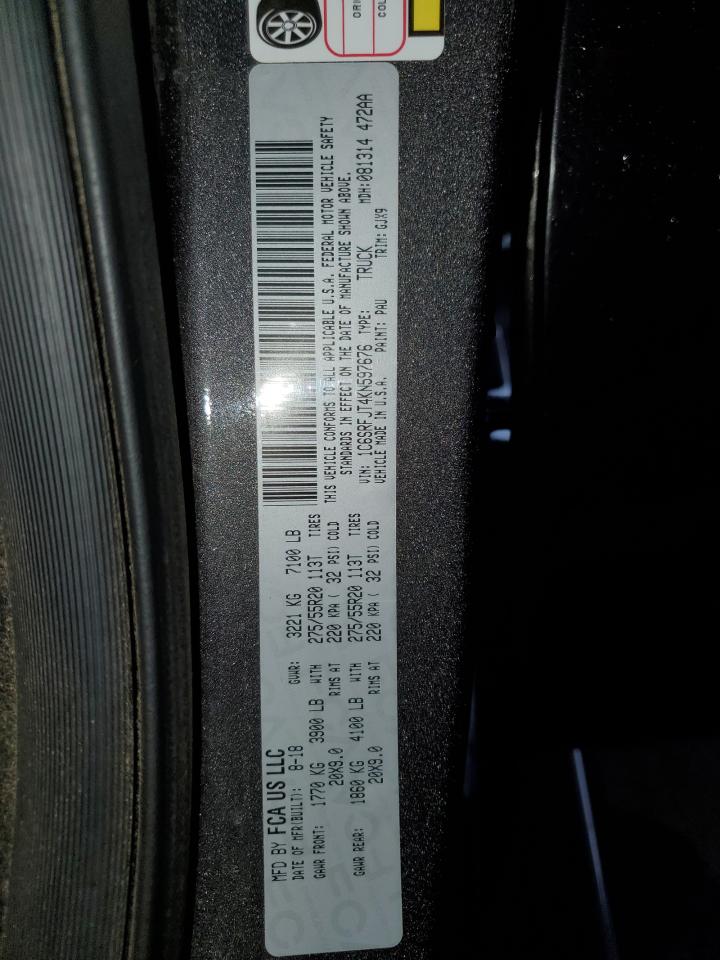 2019 Ram 1500 Laramie VIN: 1C6SRFJT4KN597676 Lot: 64208344