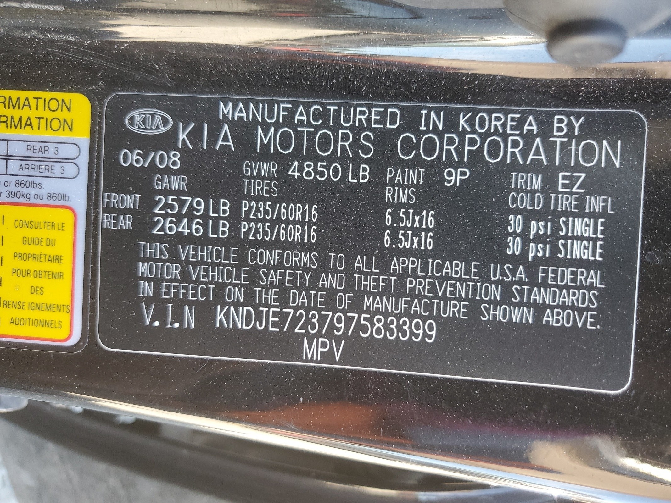 KNDJE723797583399 2009 Kia Sportage Lx