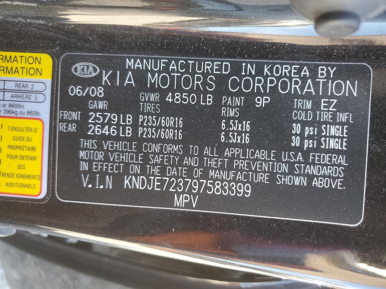 2009 Kia Sportage Lx VIN: KNDJE723797583399 Lot: 61131084