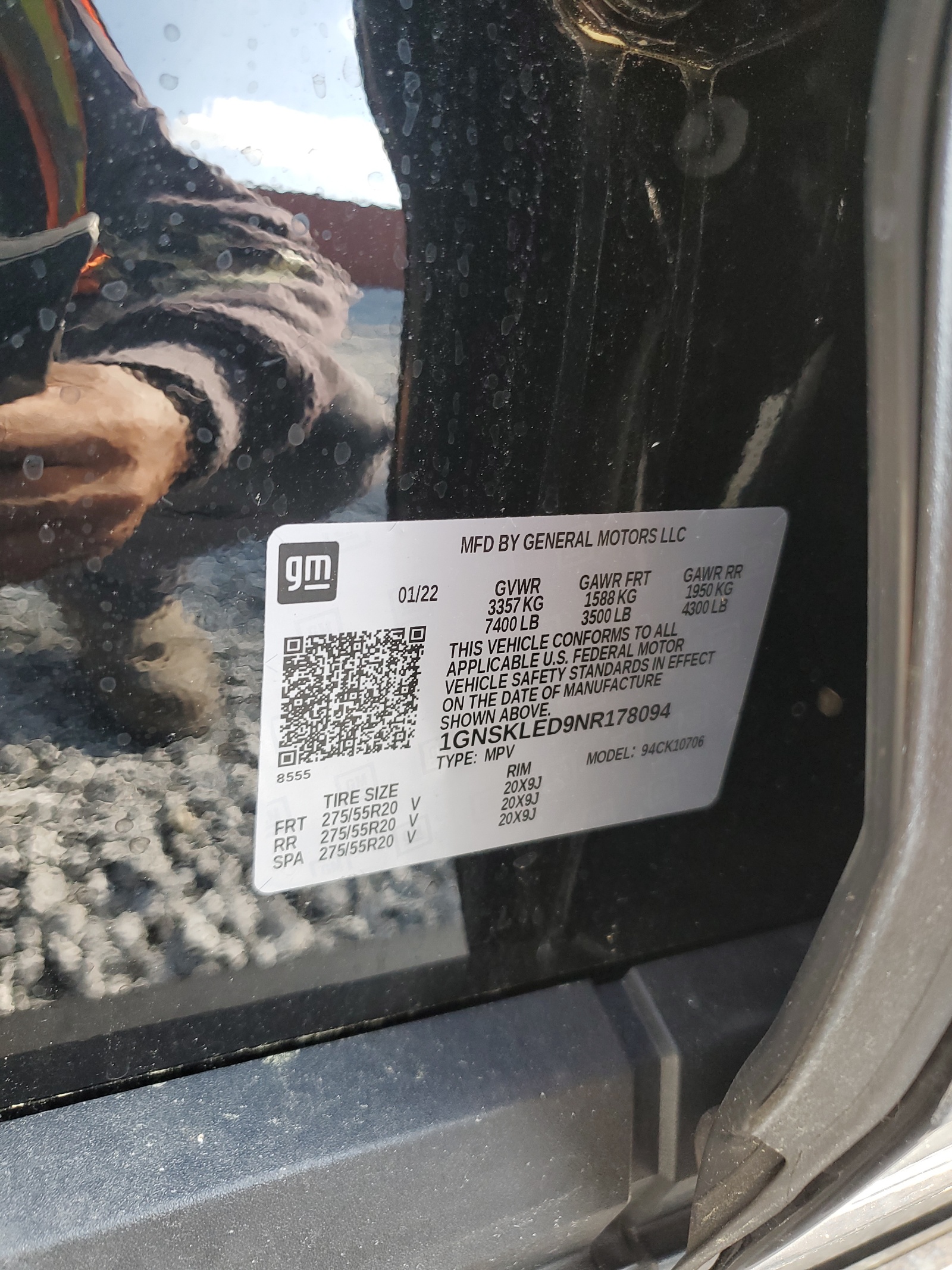 1GNSKLED9NR178094 2022 Chevrolet Tahoe K1500