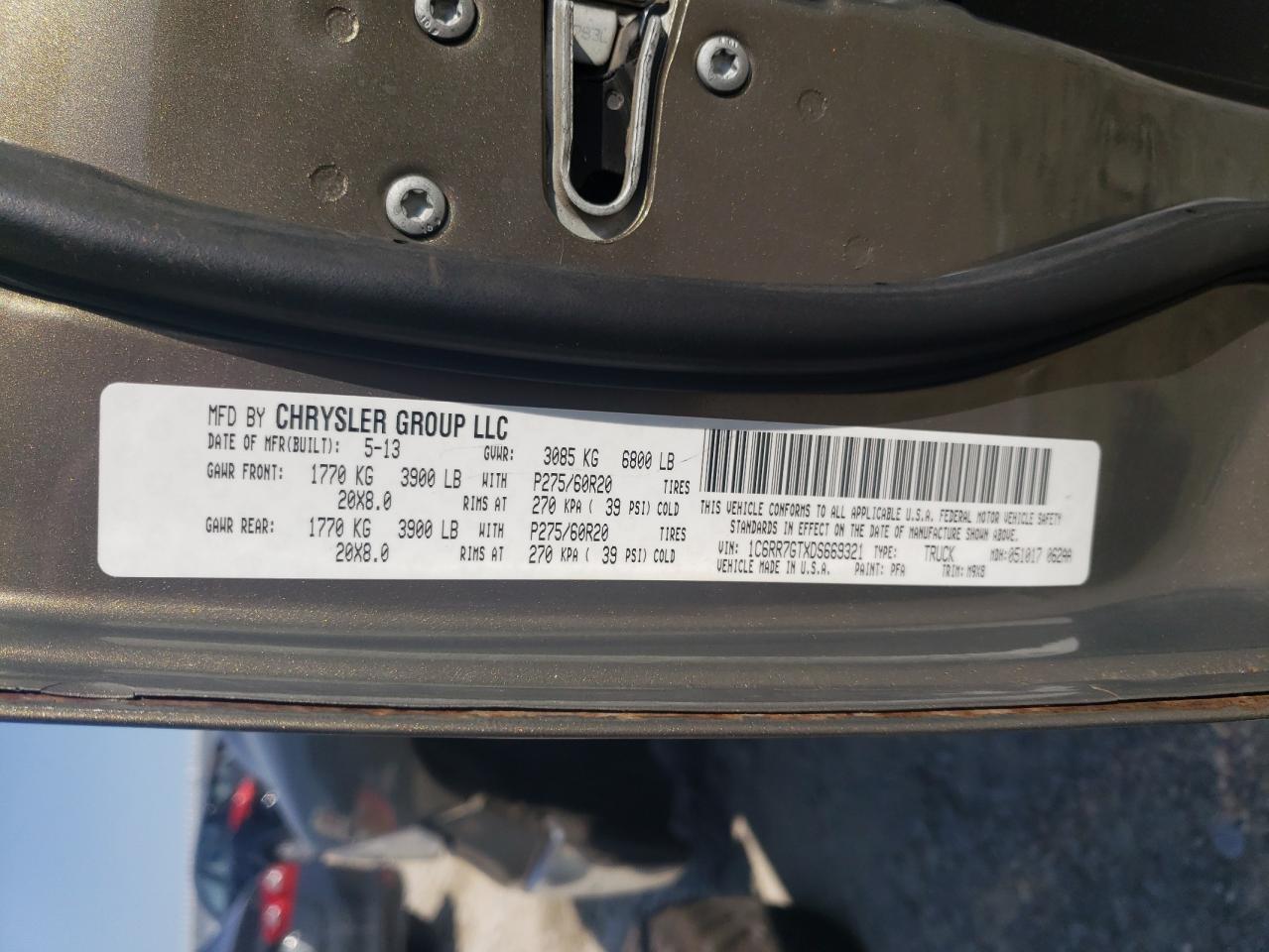 2013 Ram 1500 Slt VIN: 1C6RR7GTXDS669321 Lot: 63540354