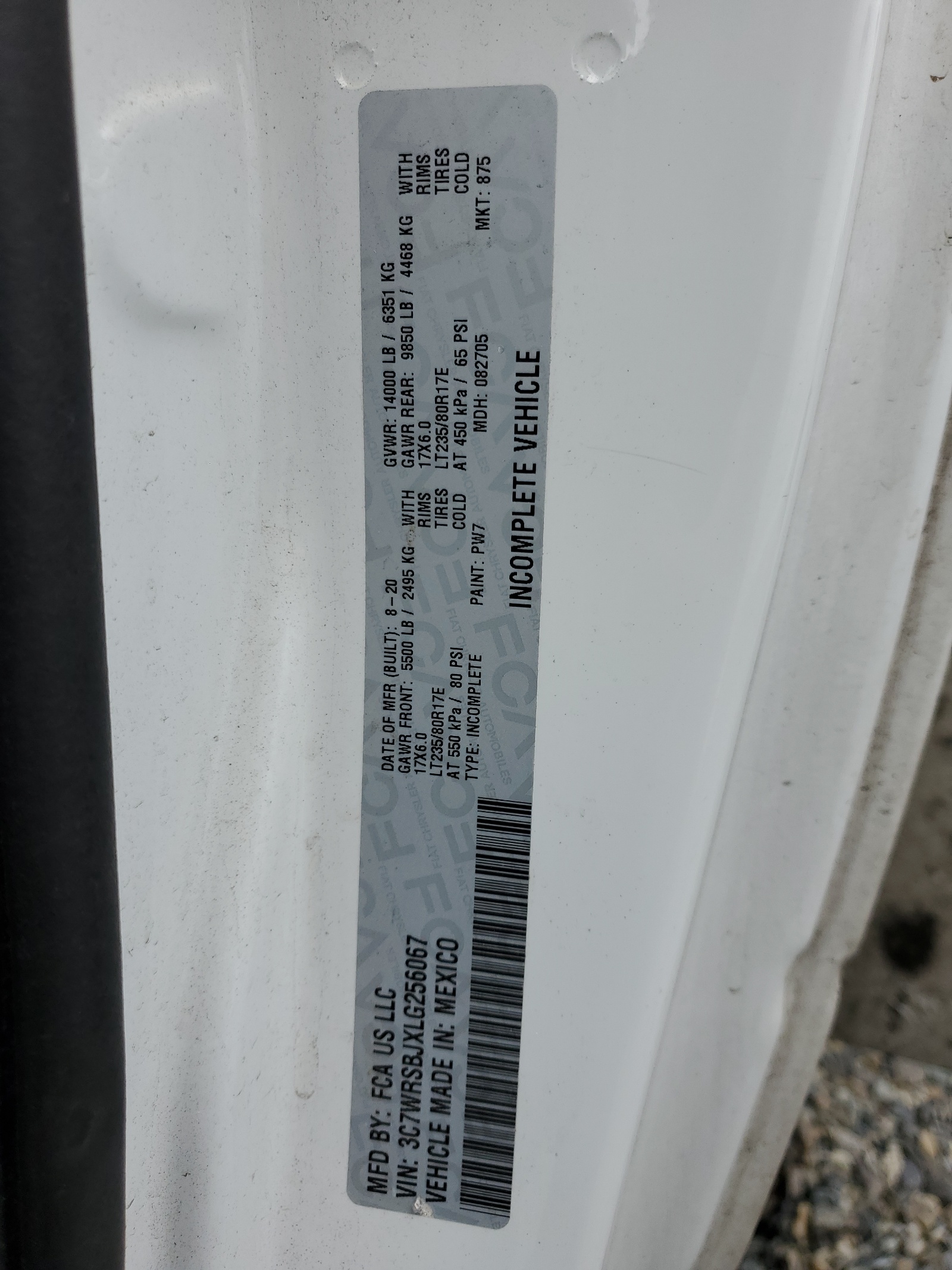 3C7WRSBJXLG256067 2020 Ram 3500