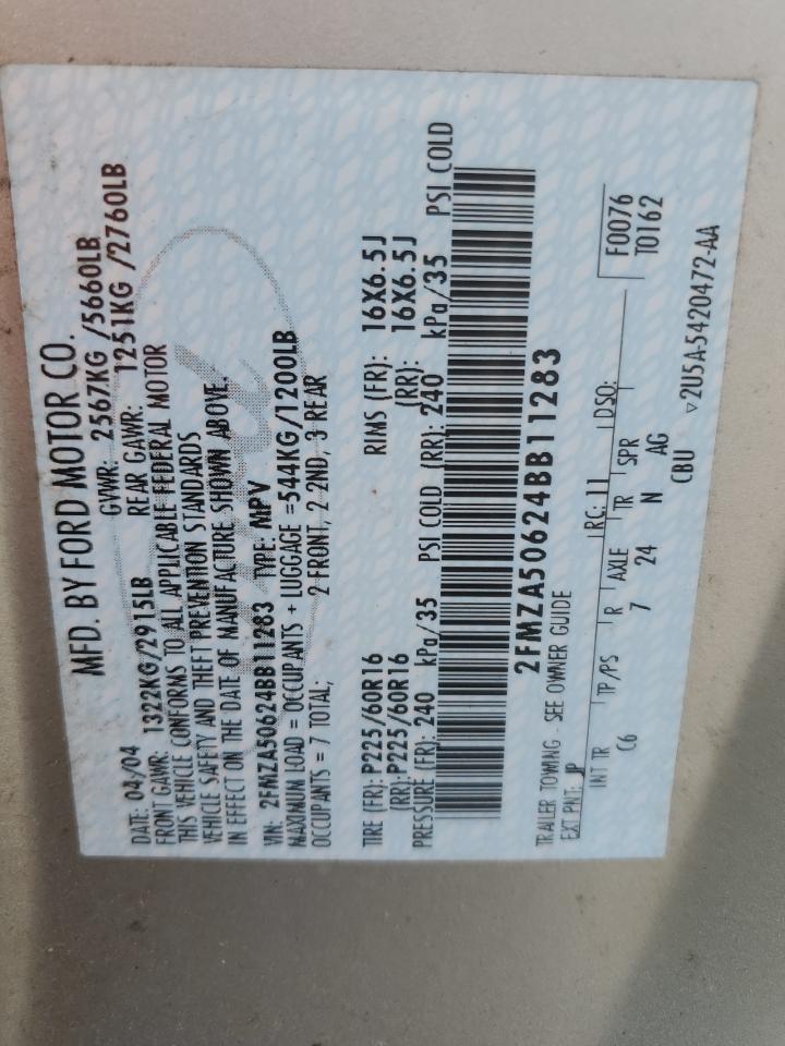 2004 Ford Freestar S VIN: 2FMZA50624BB11283 Lot: 63305744