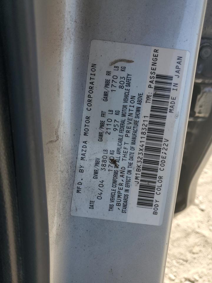 2004 Mazda 3 S VIN: JM1BK323X41183211 Lot: 63692164