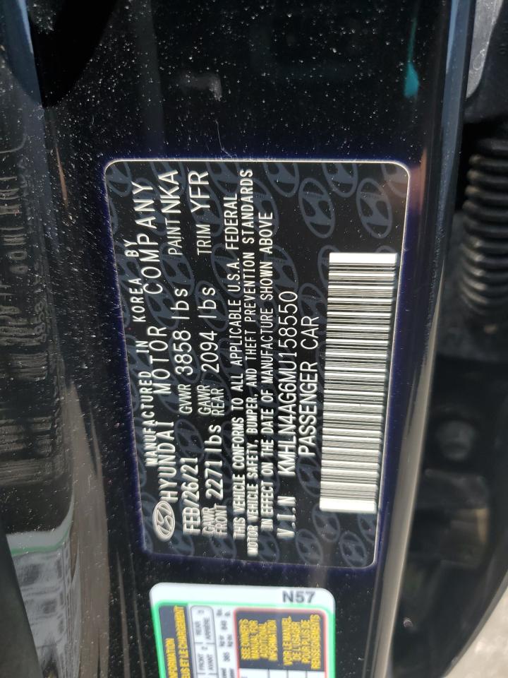 2021 Hyundai Elantra Sel VIN: KMHLN4AG6MU158550 Lot: 62792094