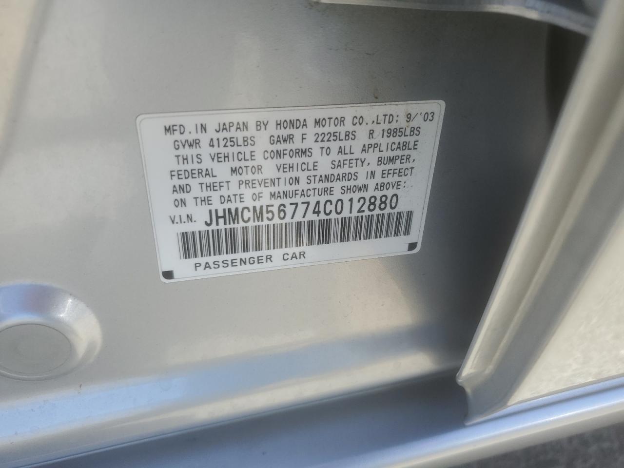 2004 Honda Accord Ex VIN: JHMCM56774C012880 Lot: 65492244