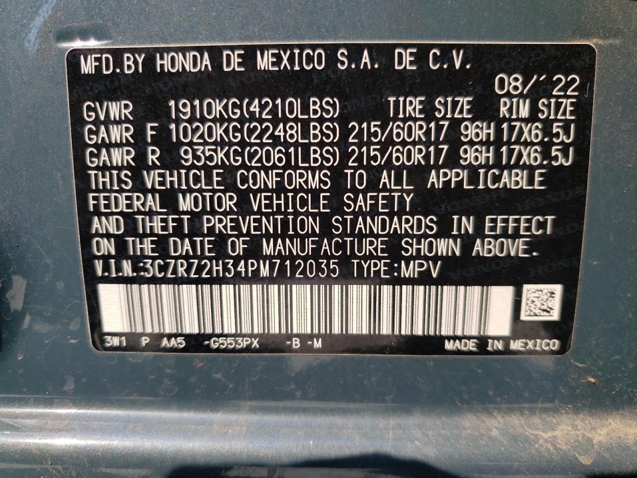 3CZRZ2H34PM712035 2023 Honda Hr-V Lx