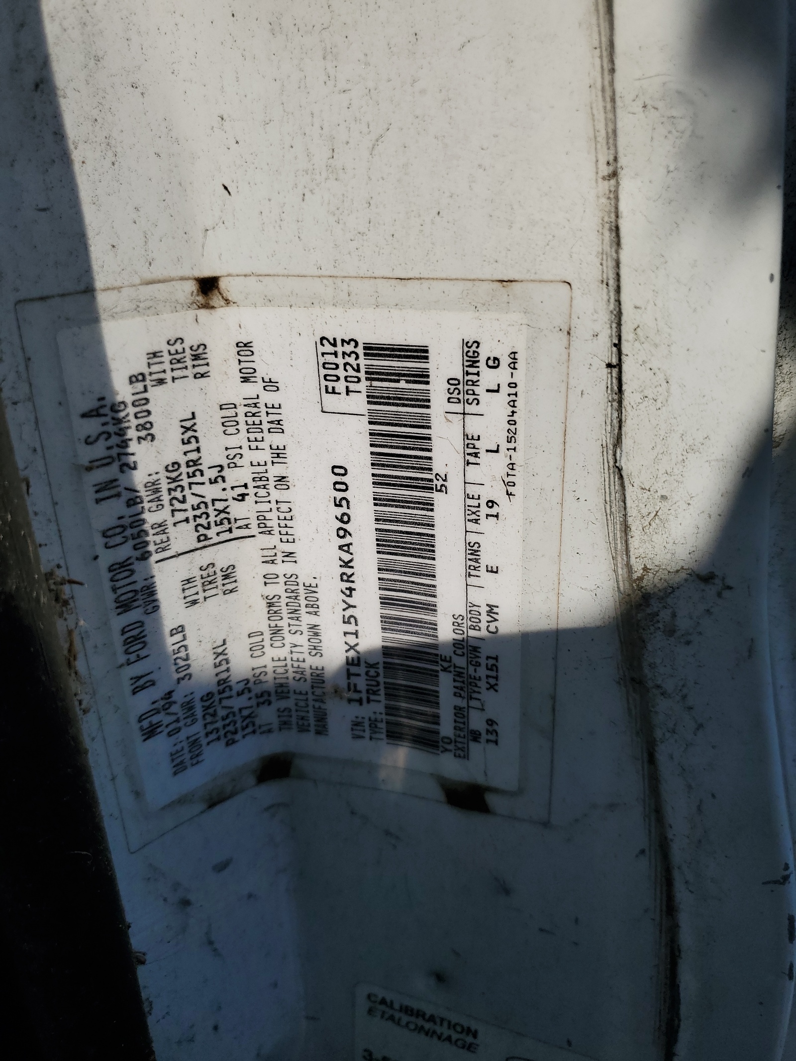 1FTEX15Y4RKA96500 1994 Ford F150