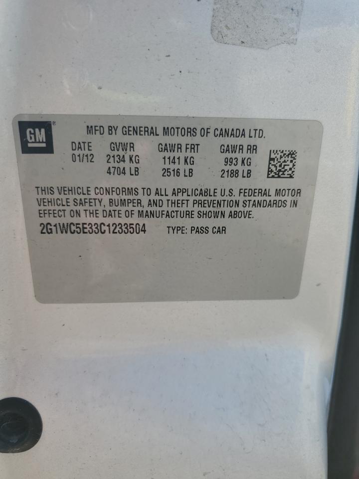 2012 Chevrolet Impala Ltz VIN: 2G1WC5E33C1233504 Lot: 61940284