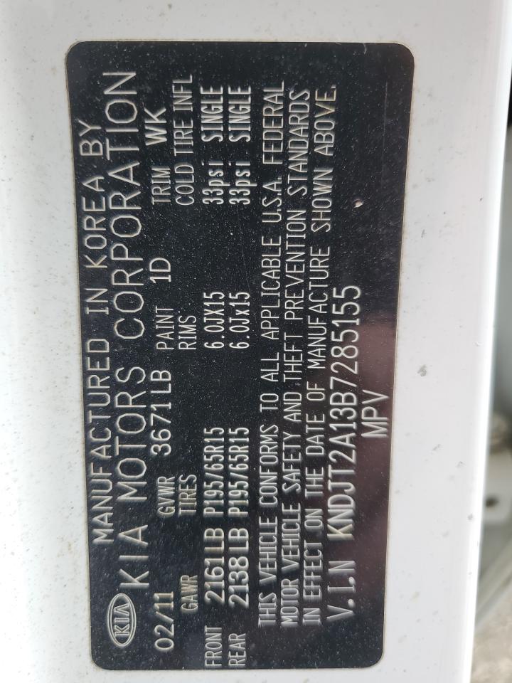 2011 Kia Soul VIN: KNDJT2A13B7285155 Lot: 62538174