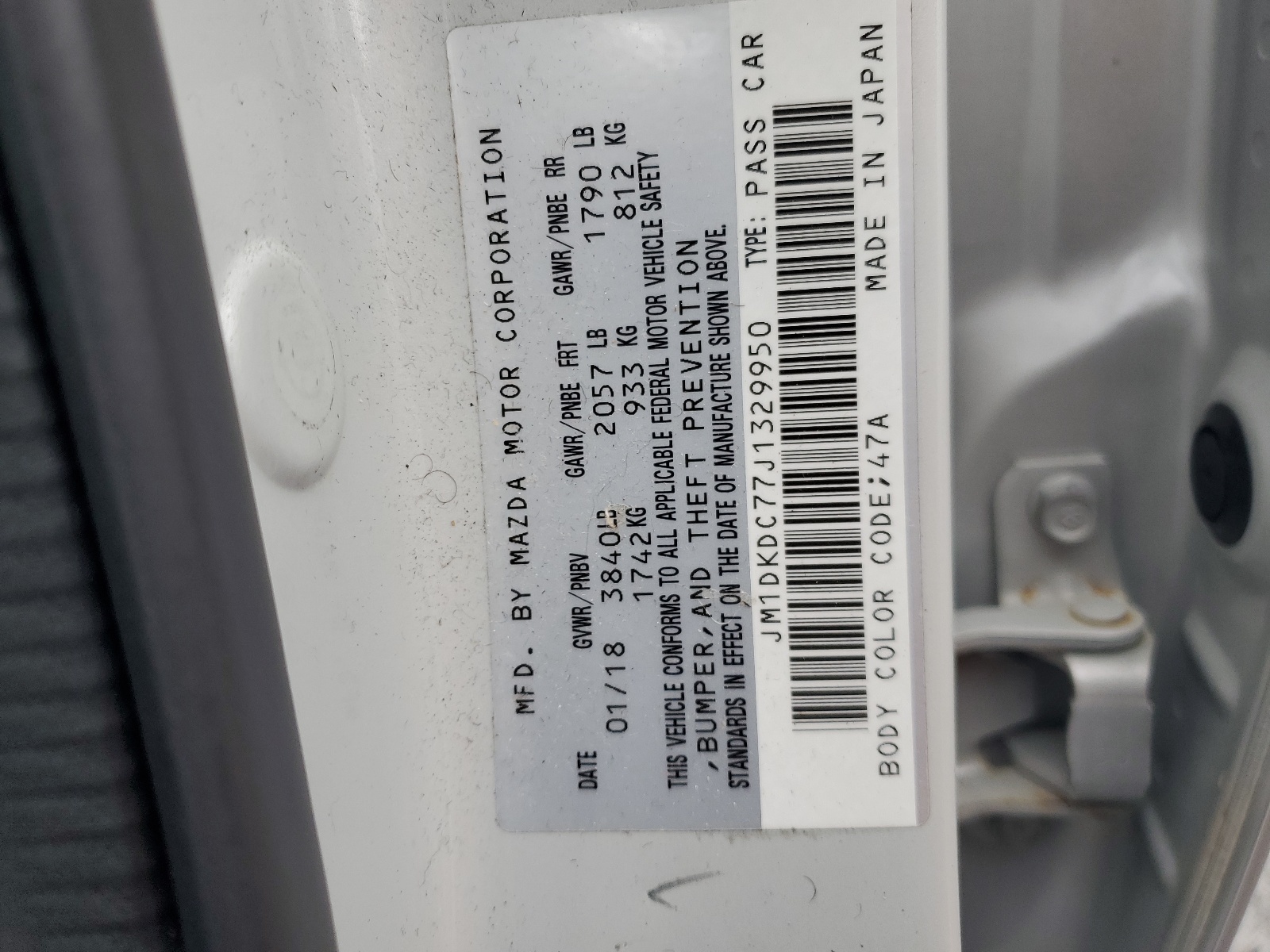 JM1DKDC77J1329950 2018 Mazda Cx-3 Touring