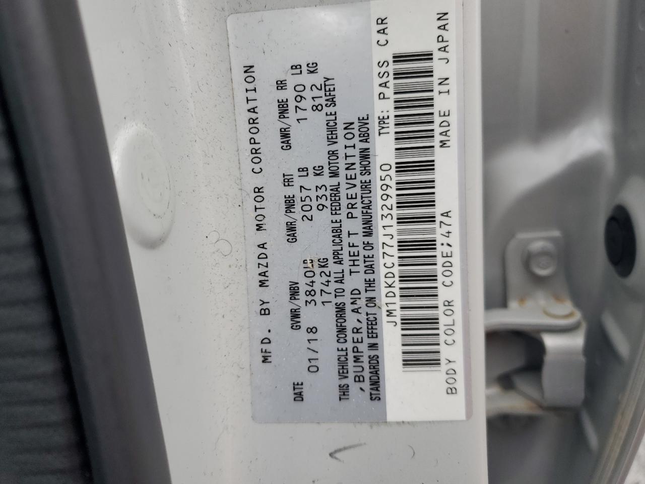 2018 Mazda Cx-3 Touring VIN: JM1DKDC77J1329950 Lot: 63201344